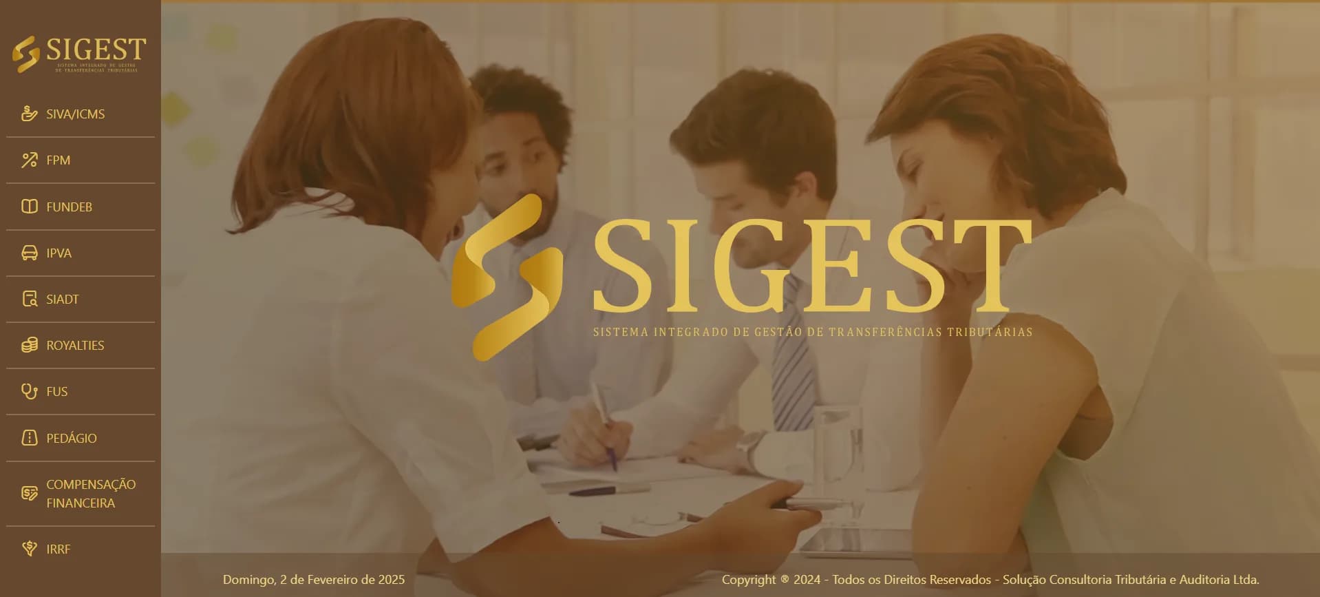 Painel do SIGEST aberto no navegador